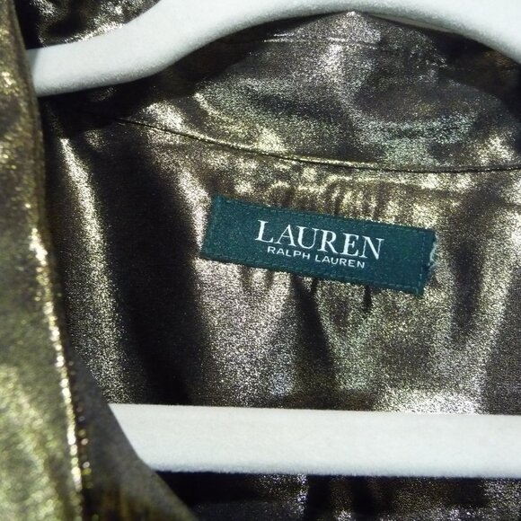 Lauren Ralph Lauren Gold Metallic Shirt 1X - Picture 3 of 6